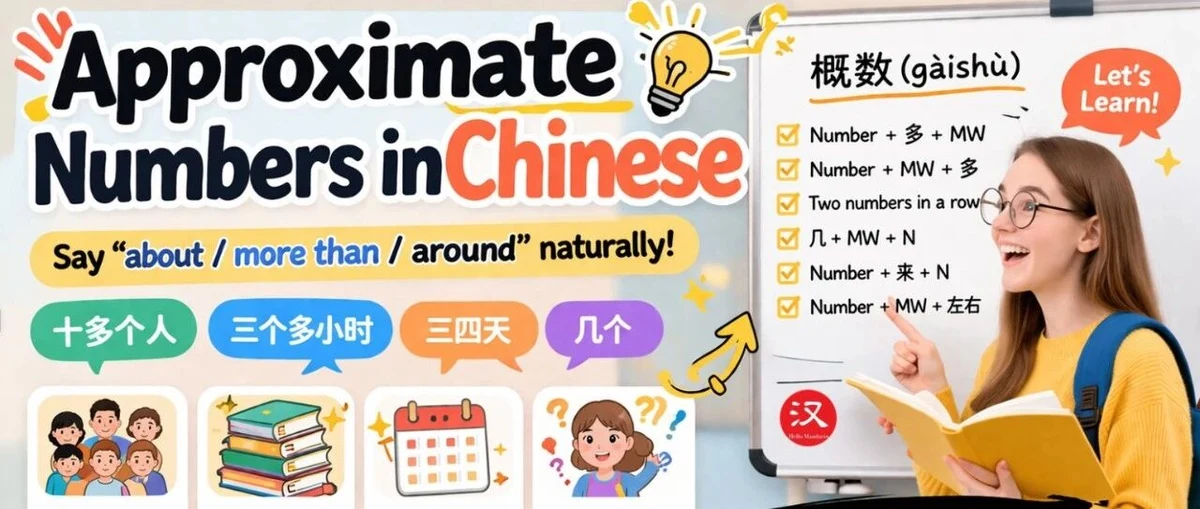 汉语概数表达 — illustrated Chinese learning guide