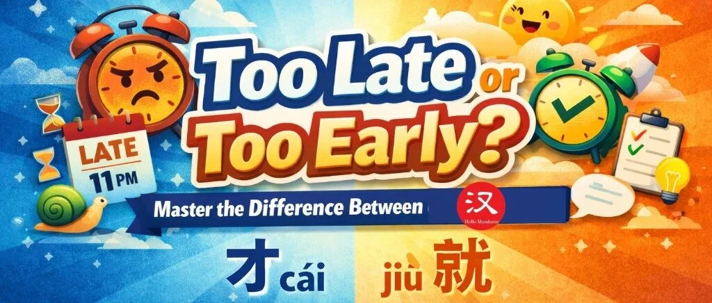 才与就:时间与数量 — illustrated Chinese learning guide