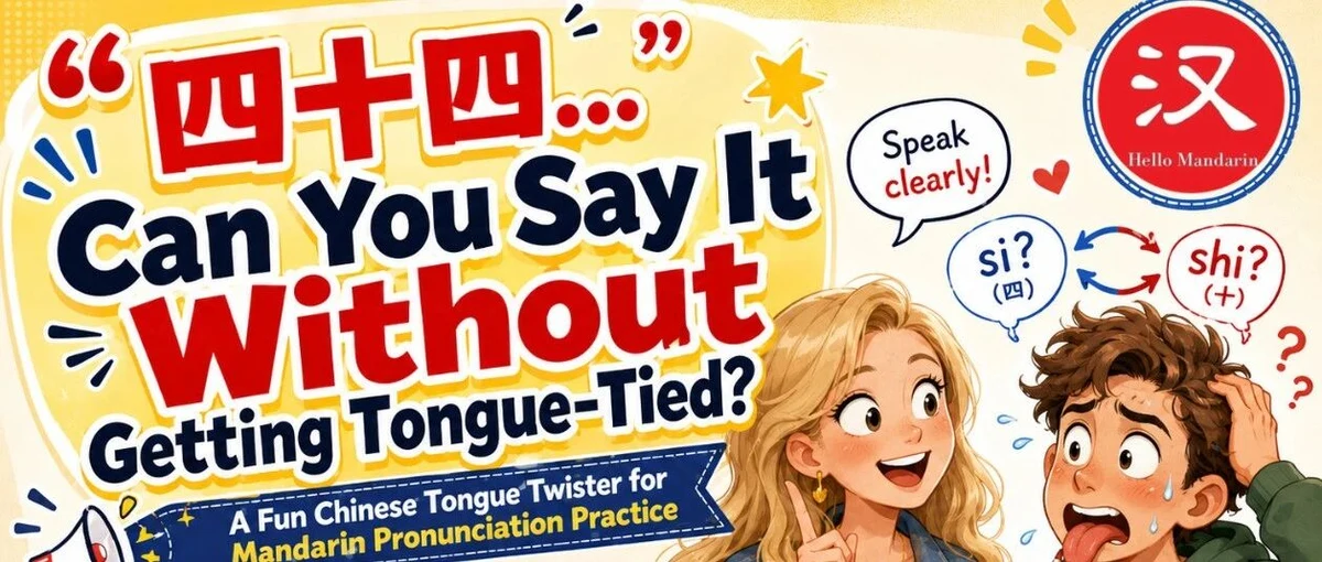 绕口令:四是四,十是十 — illustrated Chinese learning guide