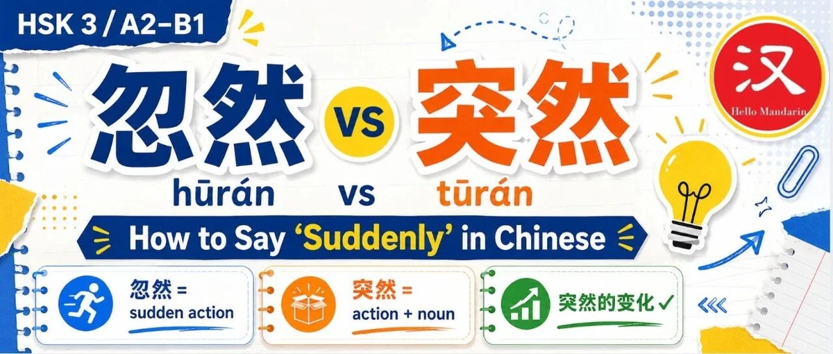 忽然与突然 — illustrated Chinese learning guide