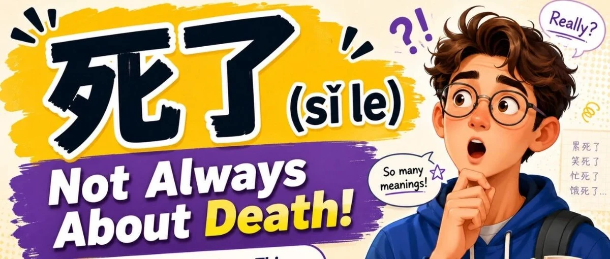 死了:夸张程度与日常表达 — illustrated Chinese learning guide
