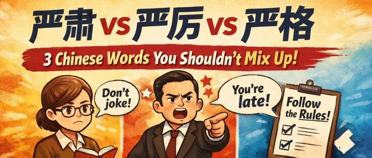 严肃、严厉与严格 — illustrated Chinese learning guide