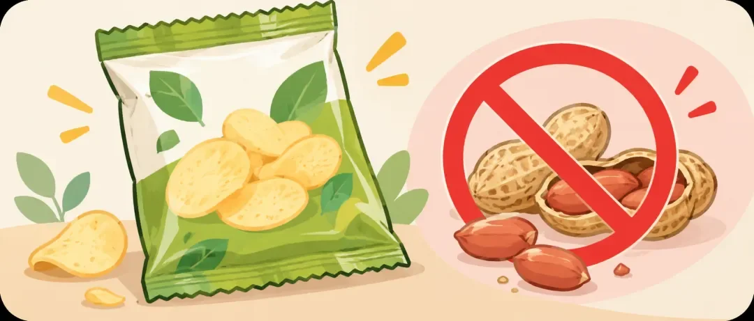 Chinese learning illustration: 这种食品不包含花生。