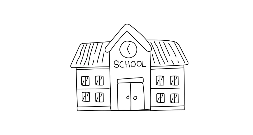 Chinese learning illustration: ✅ 创立一所学校