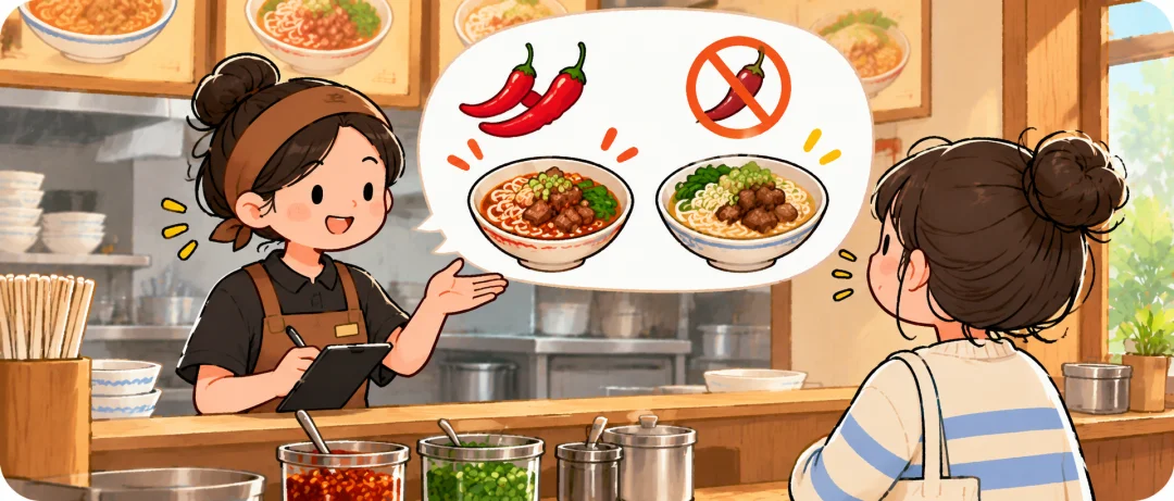 Chinese learning illustration: 🌶️ 4. 要辣吗?(Yào là ma?)