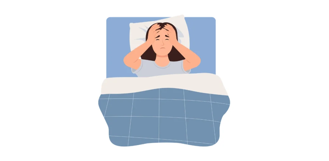 Chinese learning illustration: 睡不着: unable to fall asleep