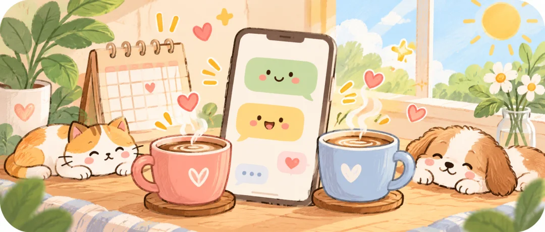 Illustration of a friendly conversation on a phone