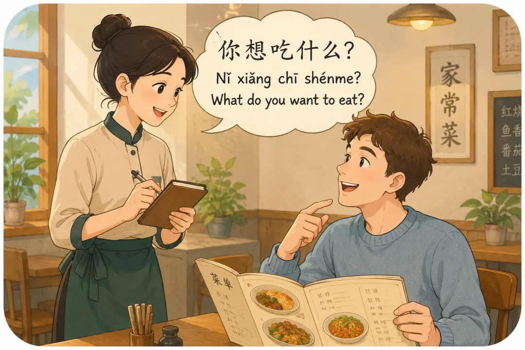 Chinese learning illustration: What Does 啥 (shá) Mean?