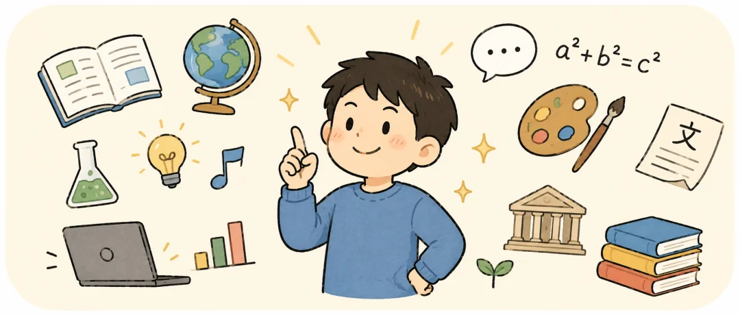Chinese learning illustration: 6️⃣ 啥都… — “Anything / Everything”