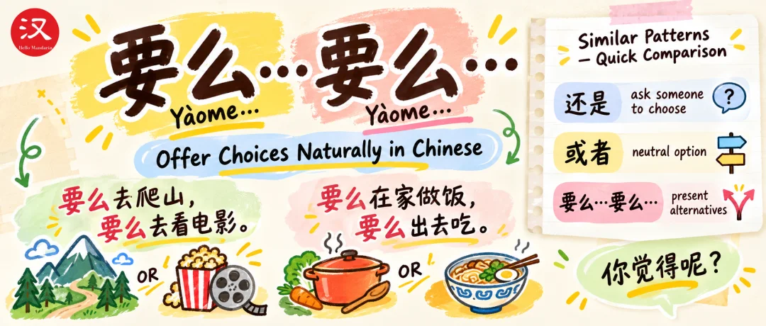 Chinese learning illustration: 要么…要么… (Yàome… Yàome…): How to Give Someone Two Choices in Chinese